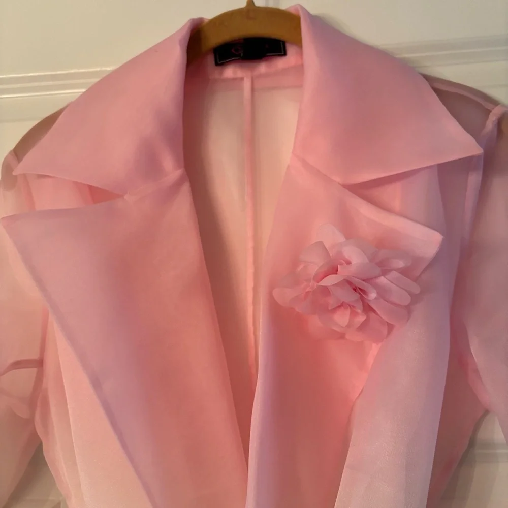 NWOT NEW C.
Wonder Christian Siriano Pink to Mint Ombre Organza Trench Coat - Picture 2 of 11